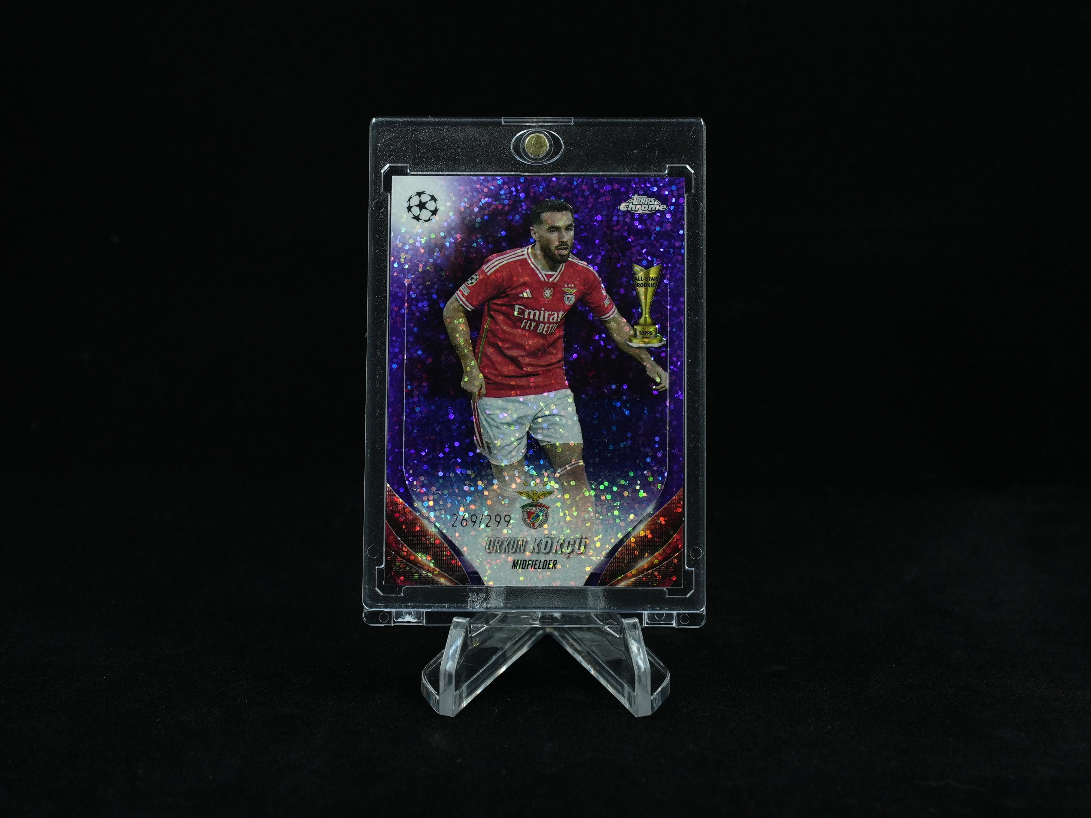 2023-24 Topps Chrome UEFA Club Competitions Soccer-Orkun Kokcu-Purple Speckle Refractor /299